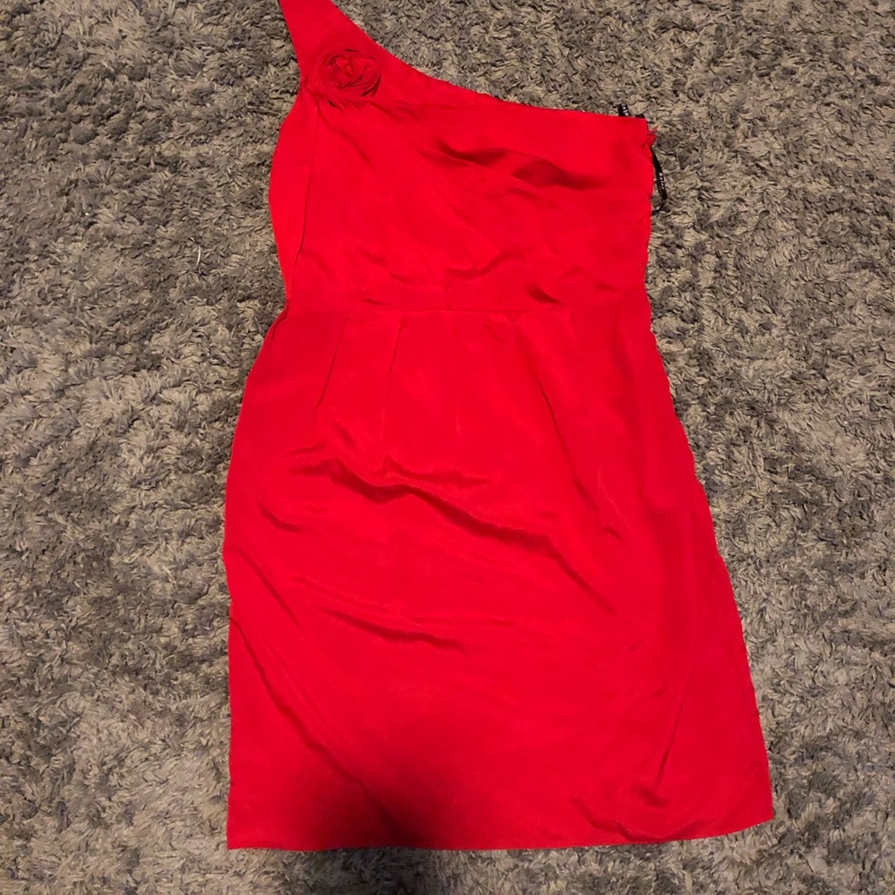 Red one shoulder short dress